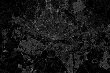 Obraz premium Stylized map of the streets of Johannesburg (South Africa) made with white lines on black background. Top view. 3d render, illustration