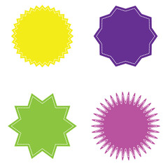 Starburst badge shape, burst wave star, price label sticker 4 3