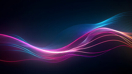 Naklejka premium Digital technology blue rhythm wavy lines abstract graphic poster web page ppt background