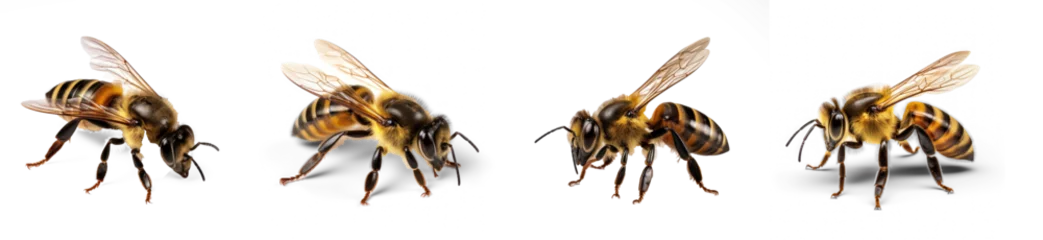 Zelfklevend Fotobehang Set of honey bee landing  on transparency background PNG © Sim