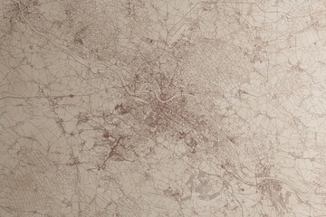 Map of Dresden (Germany) on an old vintage sheet of paper. Retro style grunge paper with light coming from right. 3d render