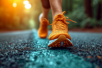 아침에 운동을 하기 위해 달리는 여자 블러 모션