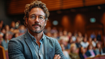 Fototapeta premium A businessman at an international business conference