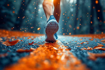 아침에 운동을 하기 위해 달리는 여자 블러 모션