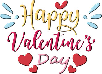 Naklejka premium Happy Valentine's Day Typography Texture