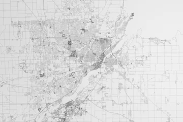 Fotobehang Map of the streets of Toledo (Ohio, USA) on white background. 3d render, illustration © Hairem