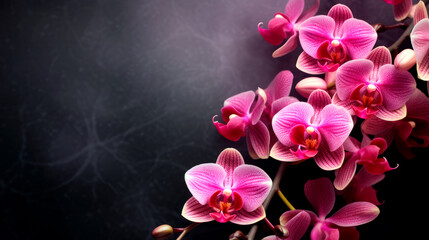 Orchid flower on a dark background with a place for text