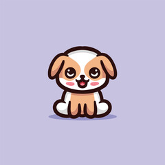 Cute Puppy Dog Cartoon Mascot Animal Vector Logo Design illustration