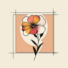 Delicate and Vibrant Wallflower Close-Up minimal illustration