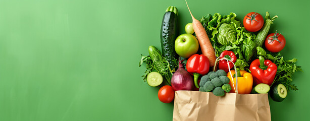 Shopping or delivery healthy food background