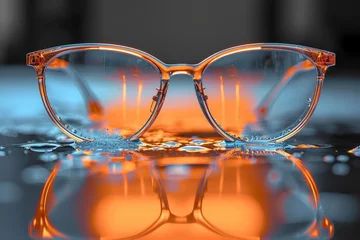 Foto op Plexiglas Glasses lying on the table. The concept of good eyesight © Александр Лобач