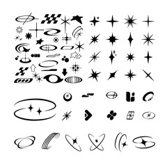 Vector abstract geometric graphic elements for design, Collection of various form, labels, retro futuristic assets