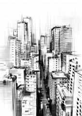 Illustration building city sketch design town skyscraper street architecture drawing