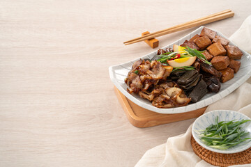 Delicious lu wei, lou mei, braised dishes with master stock or lou sauce.