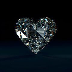 Fototapeta premium A heart-shaped diamond on a black background