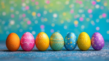 colorful easter eggs, happy easter background, generative ai