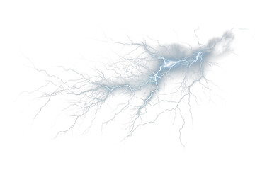 Realistic lightning strikes on transparent background, adding drama and intensity to your designs