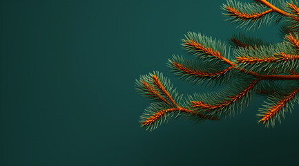 Fototapeta na wymiar a branch of fir with bright orange branches on green, generative ai