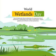 World Wetlands Day Poster - Wetland Landscape: Advocate for wetland preservation on World Wetlands Day with this picturesque poster of a wetland landscape