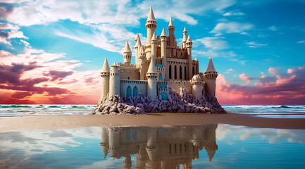 a castle on the beach, generative ai