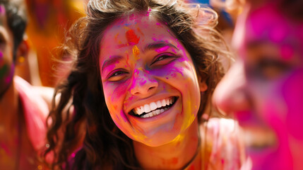 Playful laughter amid vibrant Holi hues