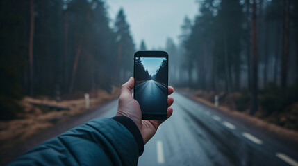 Fotografiando una carretera desde el móvil