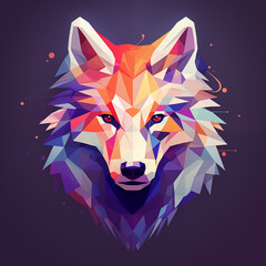 geometric wolf logo, in the style of color-blocked shapes