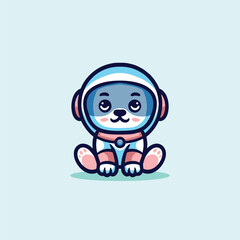 Cute Dog Astronaut Cartoon Mascot Animal Vector Logo Design illustration