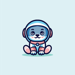Cute Dog Astronaut Cartoon Mascot Animal Vector Logo Design illustration