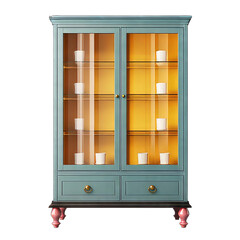 Beautiful Display cabinet Furniture isolated on white background.  Display Cabinet on  png transparent background