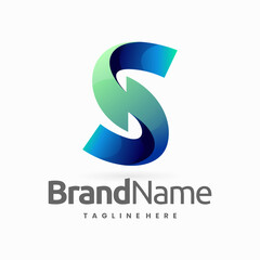 electrical logo with letter s and thunder light shape combination concept