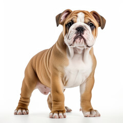 Obraz premium English bulldog puppy, standing in white background