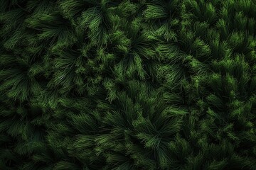 Background of thick green grass, moss, top view. Textured surface, organic material.