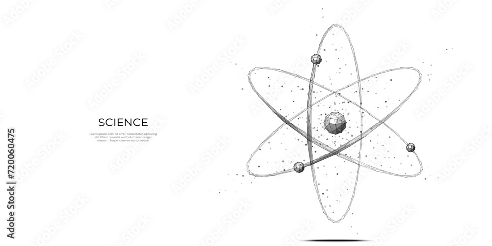 Aufkleber isolated polygonal science atom symbol on white background. abstract nuclear molecule icon. science 