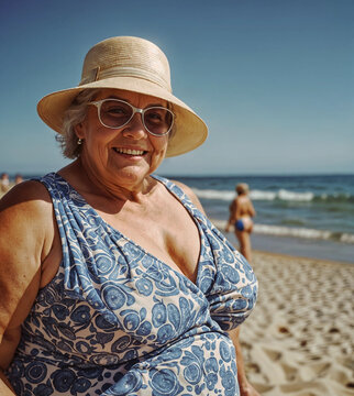 senior woman on the beach