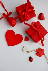 gift box and red valentines heart