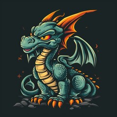 dragon character for t-shirt mockup design
