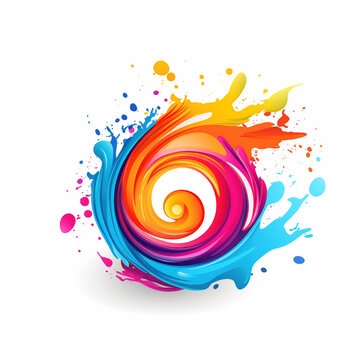 HOLI logo,  typography, , Pop Art ,colorful Business style Logo, abstract colors, rainbow colours ,Indian festival Holi , professional cute photography ,Vector Illustration, watercolor,water splash