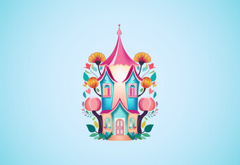 Funny Fairy House Vector Illustration. Fairytale Fantasy Home