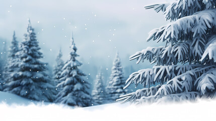 Obraz premium Beautiful winter Christmas glowing background with falling snowflakes, winter background
