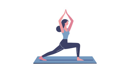 Woman doing yoga, flat vector illustration