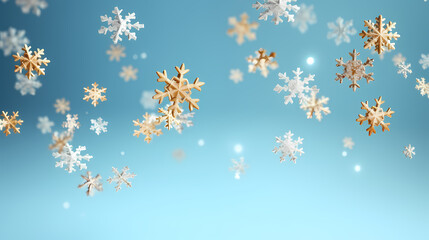 Beautiful winter Christmas glowing background with falling snowflakes, winter background