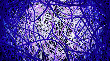 Abstract 3D illustration of a tangle of wires illuminated from within.