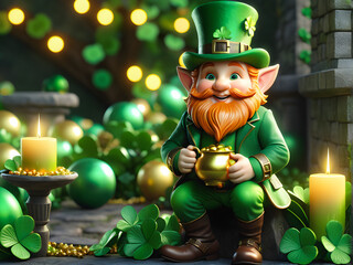 Fanciful Leprechaun Delights: Whimsical Depictions of Irish Fairies Adding a Touch of Folklore Magic to St. Patrick's Day Celebrations. generative A