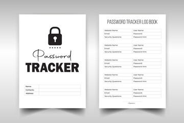 Password tracker logbook kdp interior print template for social media account design