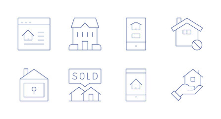 Fototapeta na wymiar Real estate icons. Editable stroke. Containing house, sold, realestate, mortgage.
