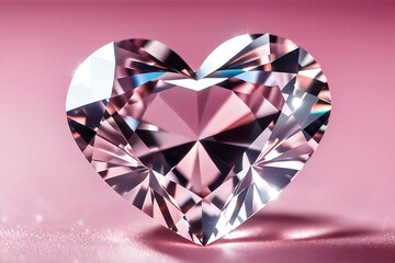 Naklejka na ściany i meble Heart shaped diamond on pink background