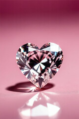Heart shaped diamond on pink background