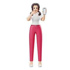 3D Character Woman Advertising Mobile Phone Product