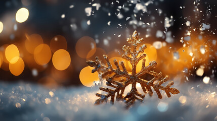 Wonderful scene formed by snowflakes, winter background